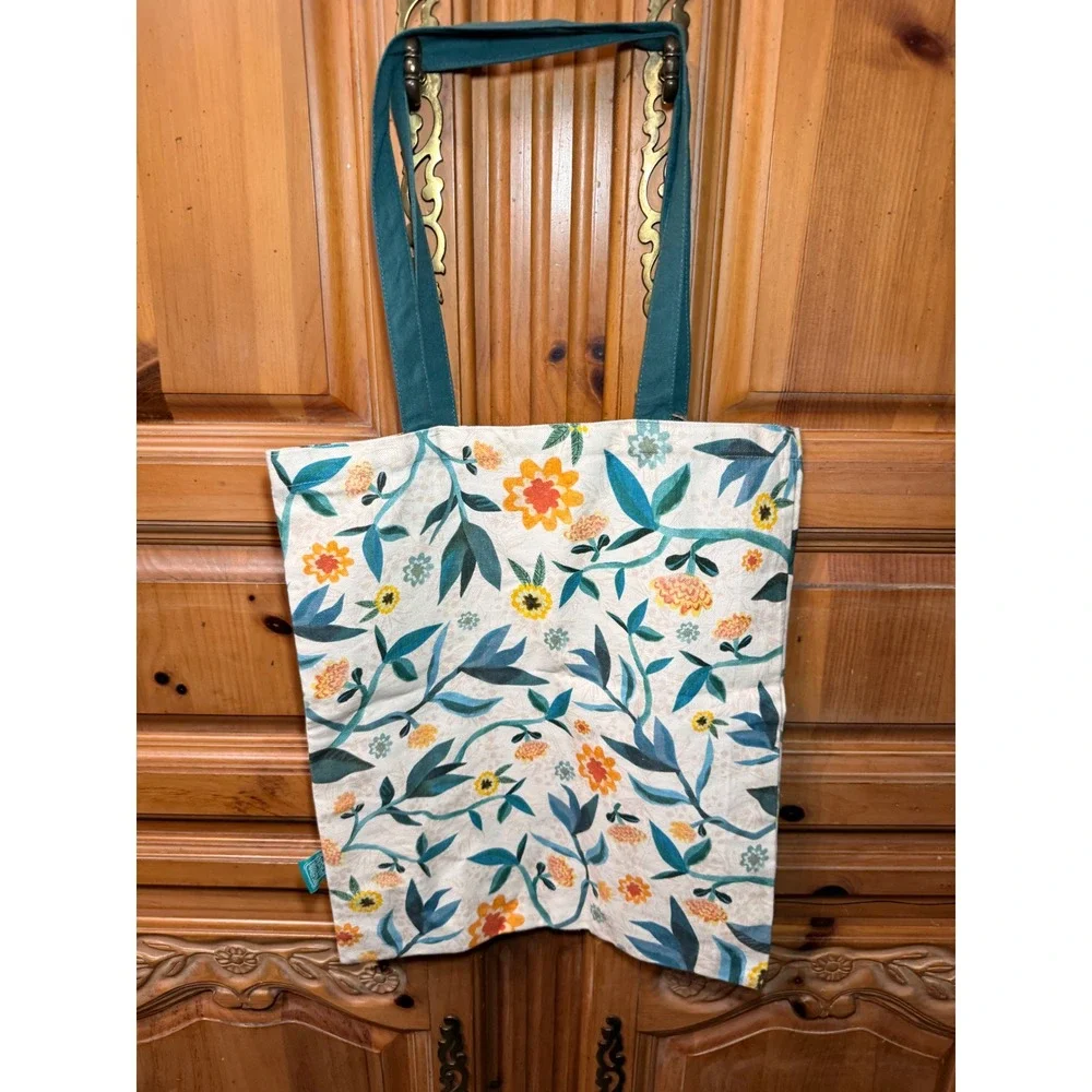 Michelle Allen Designs Enesco Owl & Owlet Tote Bag Floral Cotton Canvas NWT